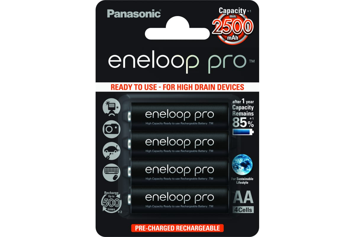 Panasonic eneloop pro BK-3HCDE/4BE 2500мАч AA BL4 (кор. 40шт)*