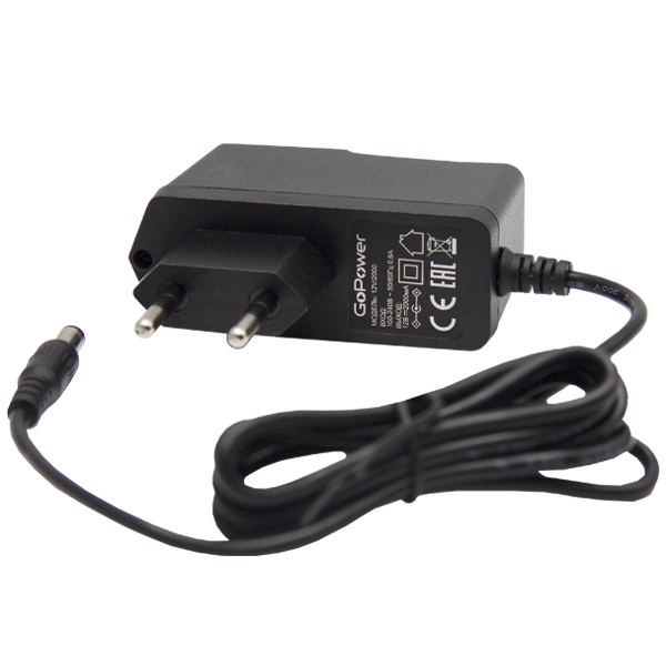 Блок питания GoPower 2.0A 12V 5,5x2,1/12мм для ресивера Триколор ТВ и НТВ+ (1/100)