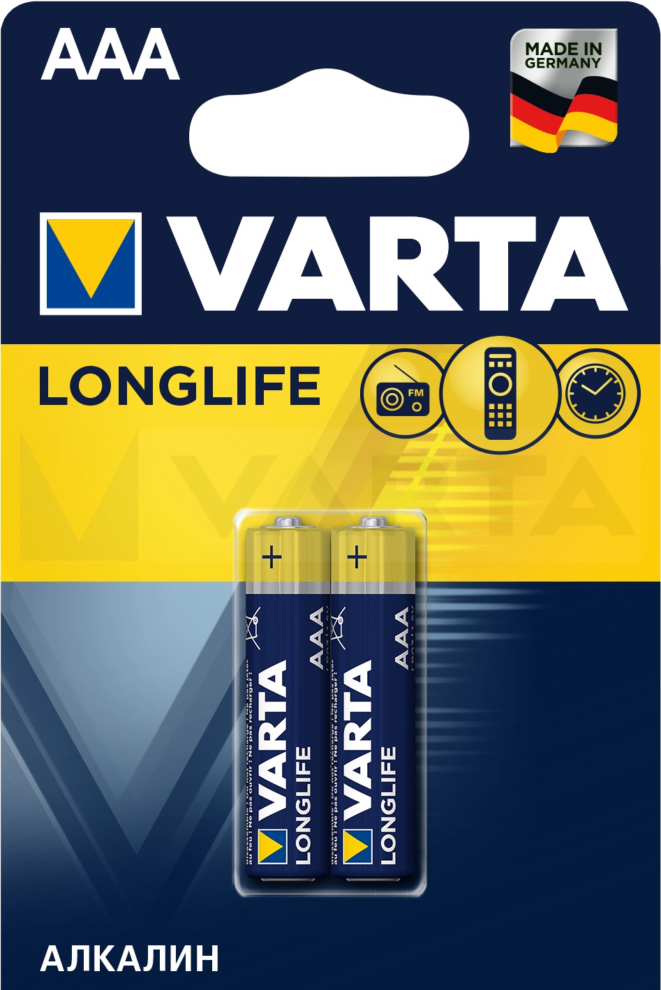 Батарейки VARTA LONGLIFE AAA бл. 2 (рус.)