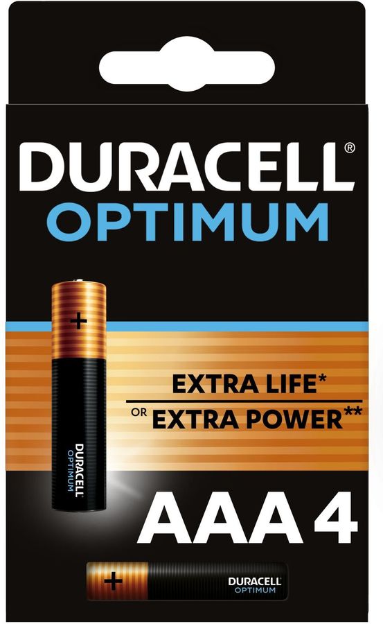 Батарейки Duracell Optimum LR03 ААА мизинчиковые 4PCS (блистер 4шт)