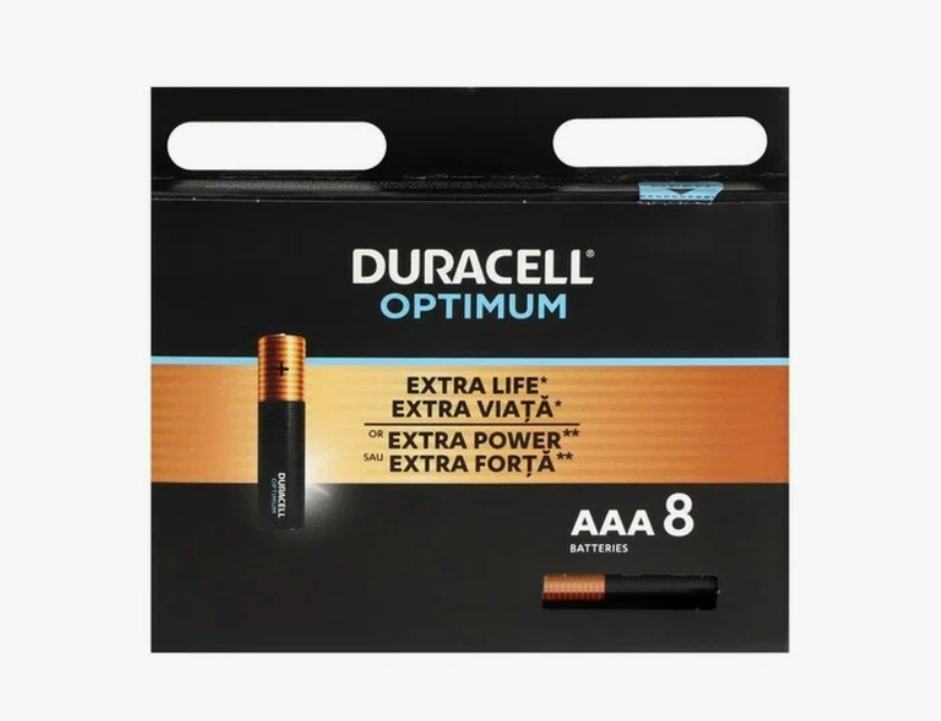 Батарейки Duracell Optimum LR03 ААА BL8  (блистер 8шт)