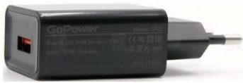 Сетевое З/У GoPower GP1U 1USB 2.4A 12W черный (1/120/480)