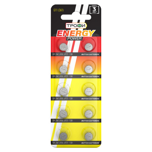 Батарейки Трофи G11 (361) LR721 ENERGY POWER Button Cell (200/1600/134400)