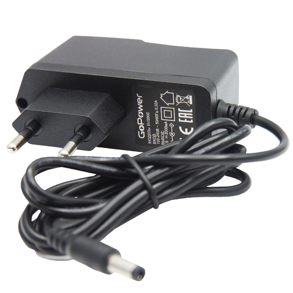 Блок питания GoPower 1.0A 12V 5,5x2,5/12мм импульсный (1/100)