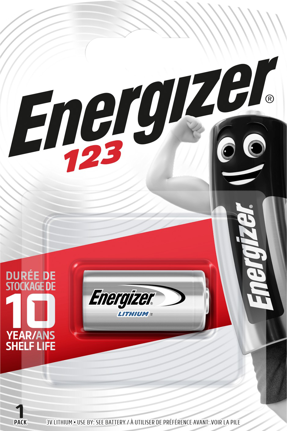 Батарейки литиевые ENERGIZER Lithium CR123A BL1 (блистер 1шт)