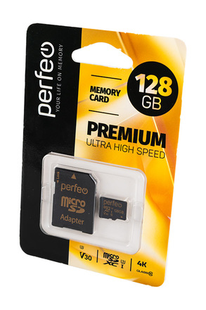 PERFEO microSDXC 128GB High-Capacity (Class 10) UHS-3 V30 с адаптером BL1