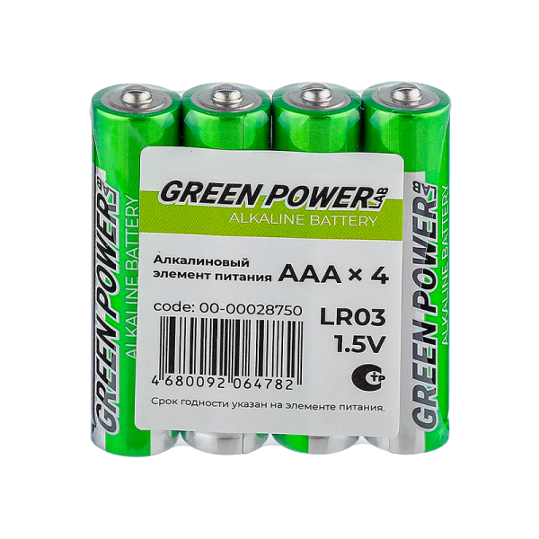 Batareyka_GREEN_POWERlab_LR03_AAA_Shrink_4_Alkaline_1_5V_4_40_1000