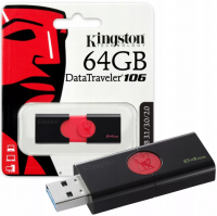 KINGSTON USB 3.1/3.0/2.0  64GB  DataTraveler  DT106 черный с красным BL1