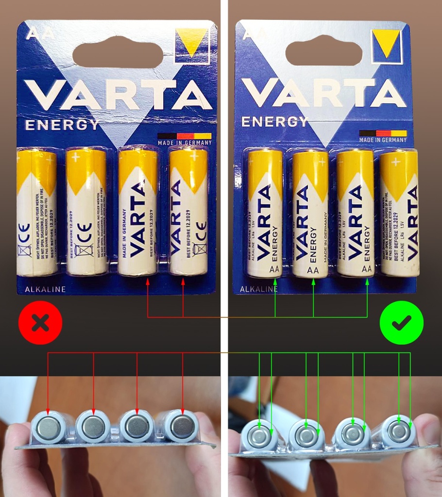 VARTA ENERGY AA подделка и оригинал