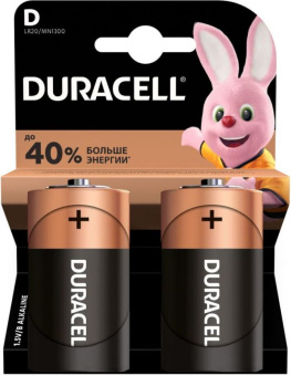 Батарейки Duracell Basic LR20 D BL2 (блистер 2шт)